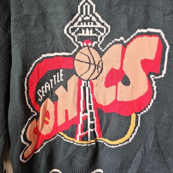 Adam Freak Seattle Sonics Sweater Mens Large Retro Sports Street Wear Knit Top - Picture 3 of 5